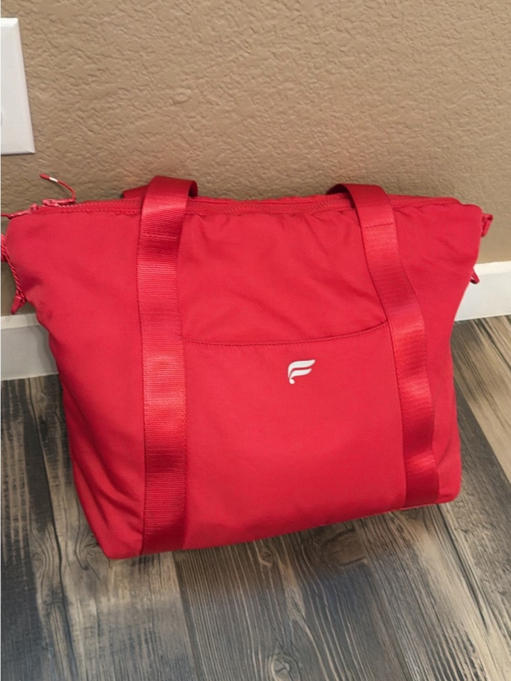 Fabletics Bright Red Shoulder Tote with Front Pocket